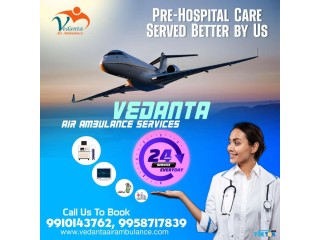 Vedanta Air Ambulance Service in Raipur with all Necessary Medical Tools