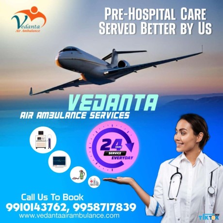 vedanta-air-ambulance-service-in-raipur-with-all-necessary-medical-tools-big-0
