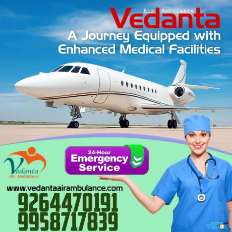 vedanta-air-ambulance-service-in-bhubaneswar-with-the-complete-bed-to-bed-medical-facilities-big-0