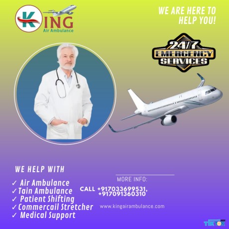 select-air-ambulance-service-in-dibrugarh-by-king-with-a-highly-knowledgeable-and-proficient-medical-team-big-0