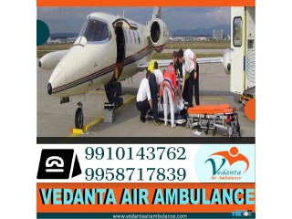 Pick Air Ambulance Service in Shilong by Vedanta with Fully Curative Medical Facilities