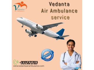 Pick Air Ambulance Service in Kanpur by Vedanta with Remedial Medical Equipment