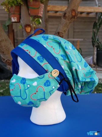 scrub-cap-with-hair-pins-and-buttons-blue-stethoscope-heartbeat-pattern-big-3