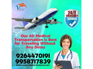 Vedanta Air Ambulance Service in Varanasi with Well Expert Medical Team